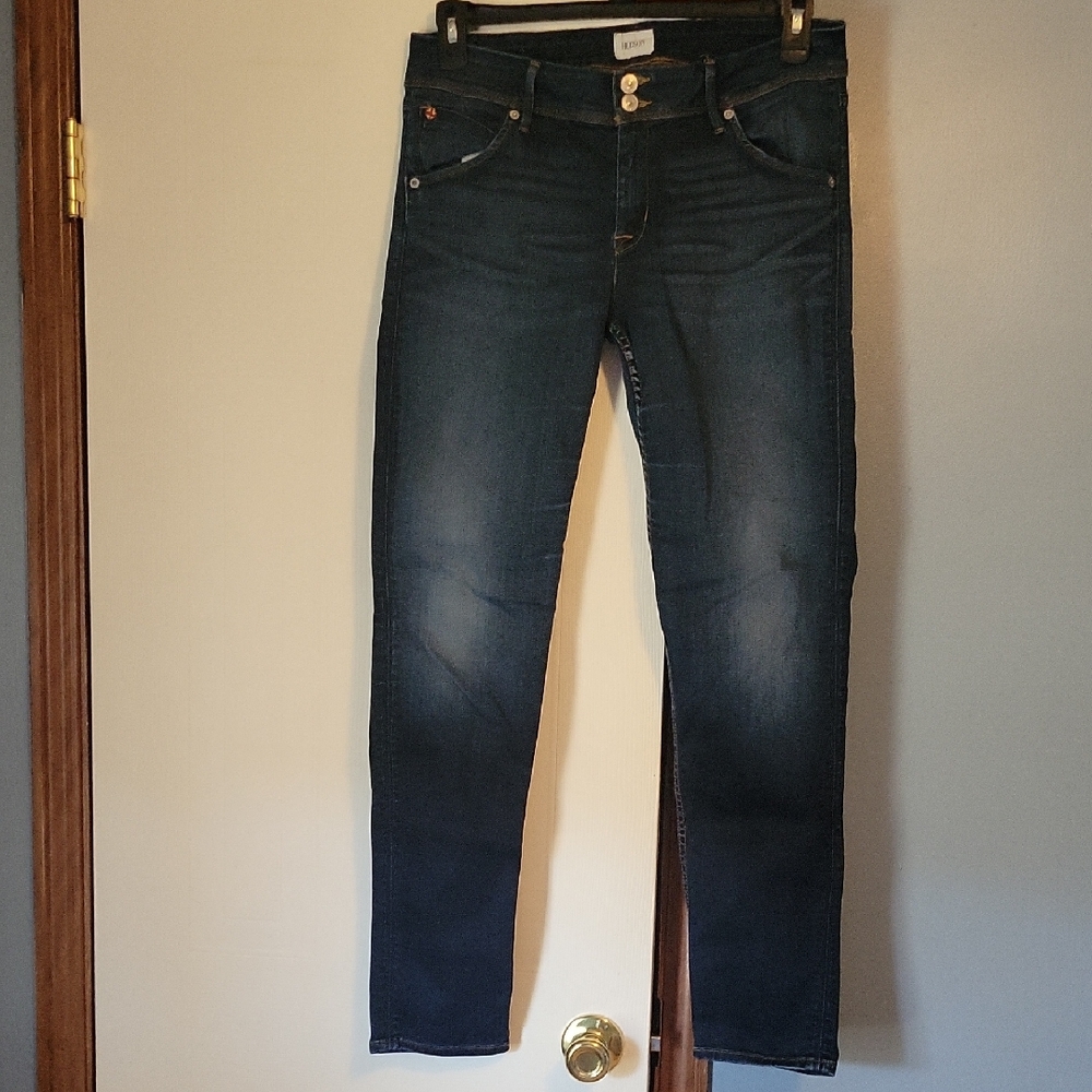 Hudson Women's Skinny Jeans Dark Blue Denim with Union Jack Patch Size 32